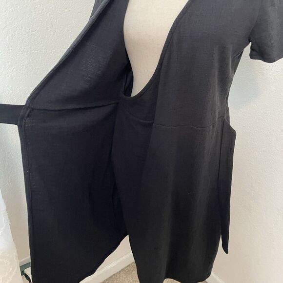 J Crew Womens Wrap Dress Size S Black Short Sleeve Minimalist Neutral Solid - Picture 6 of 10